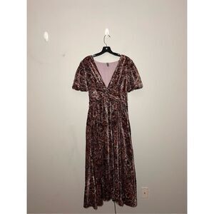 Anthropologie velvet pink combo dress size 6 C25-4
